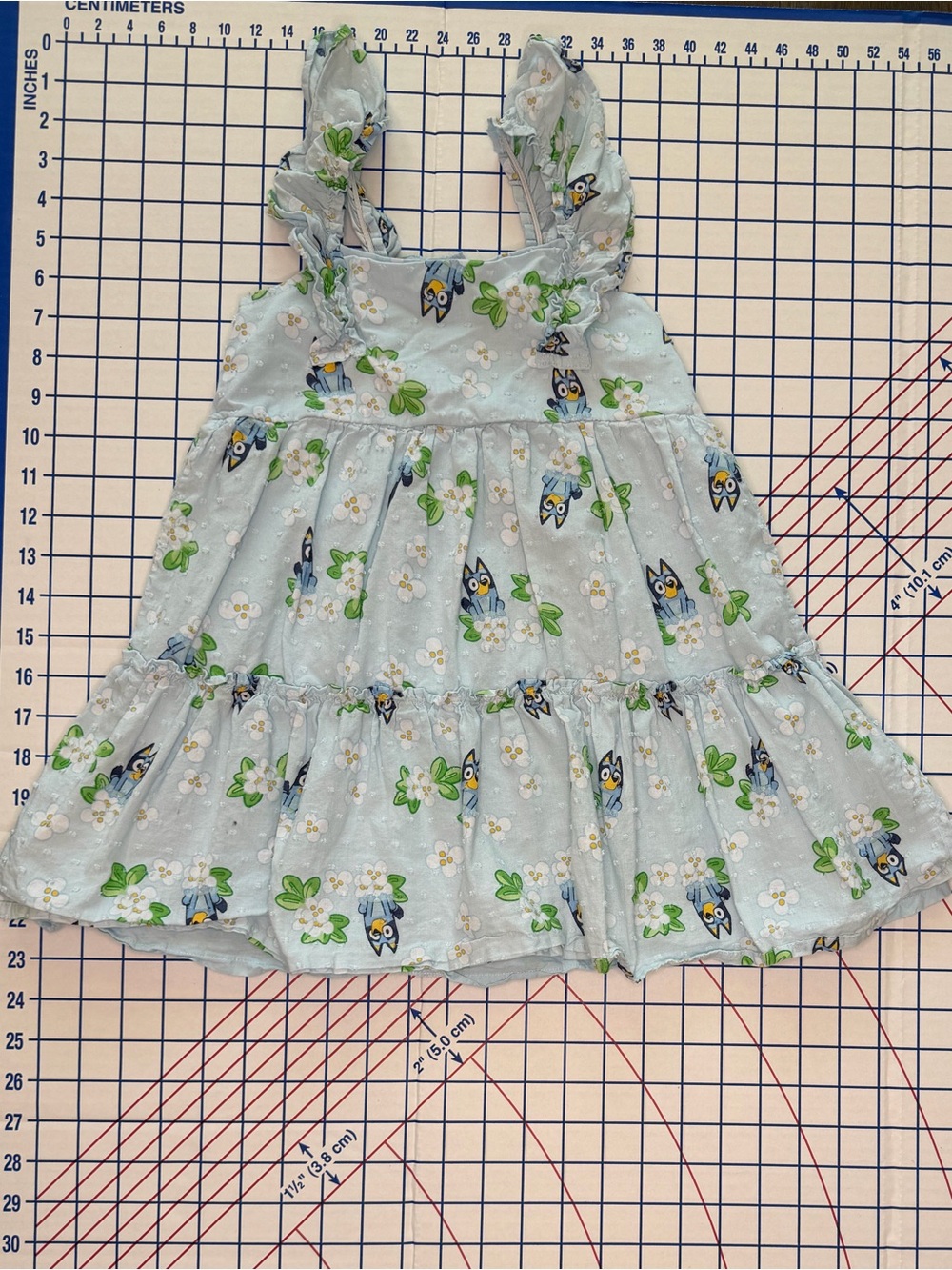 Girls Light Blue Floral & Owl Sundress with Ruffle Straps
